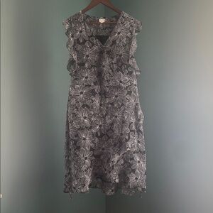 a new day Black & White Floral Ruffle Midi Dress